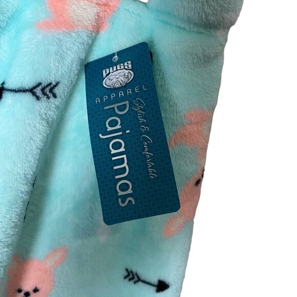 NEW Pugs Apparel Women Ultra Soft Fuzzy Blue Kangaroo Arrows PJ Pajama Pants MED - Picture 3 of 6